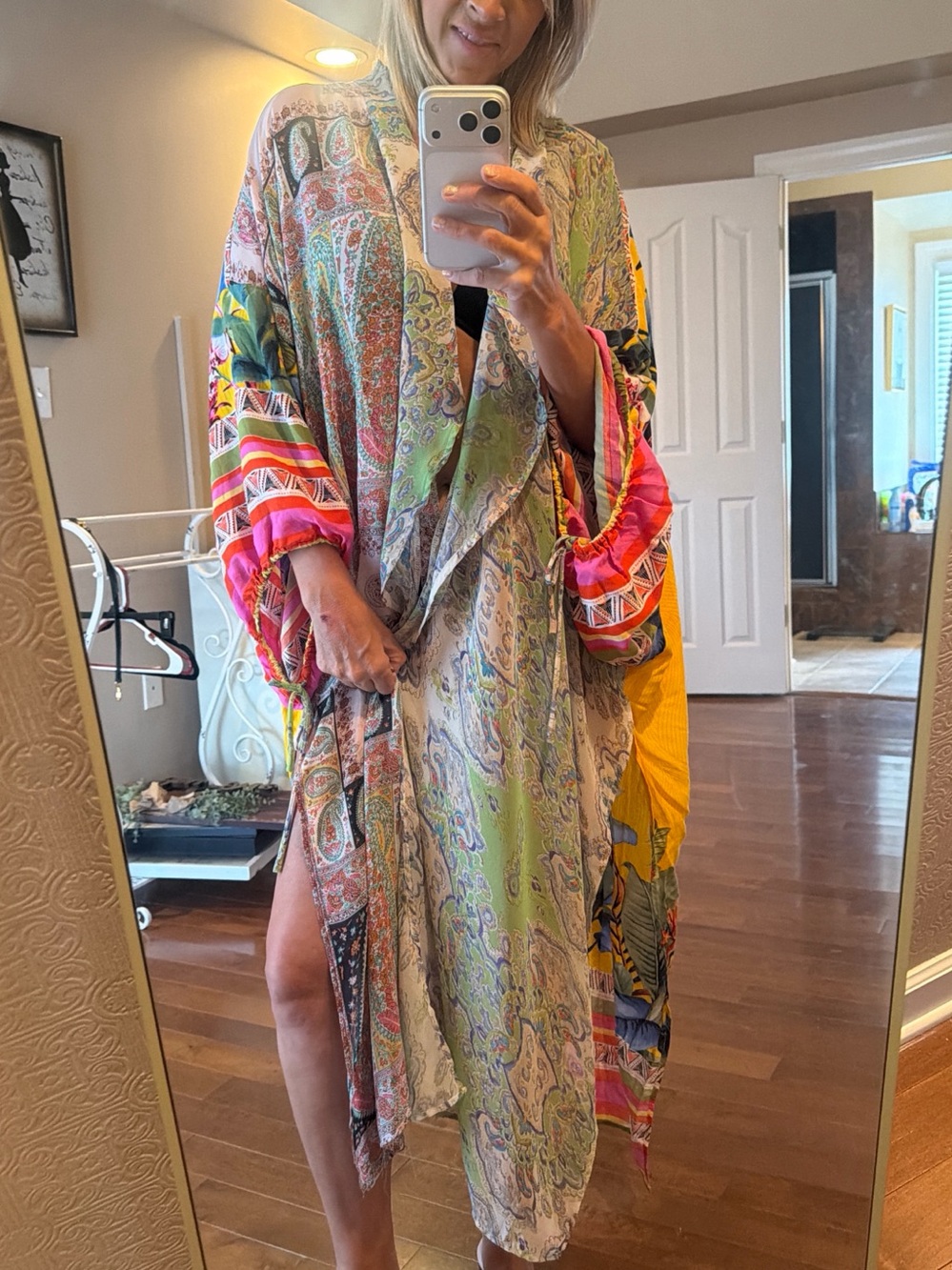 Nostalgia Multicolor Floral & Paisley Swim Coverup - Yellow, Green, Pink, Blue